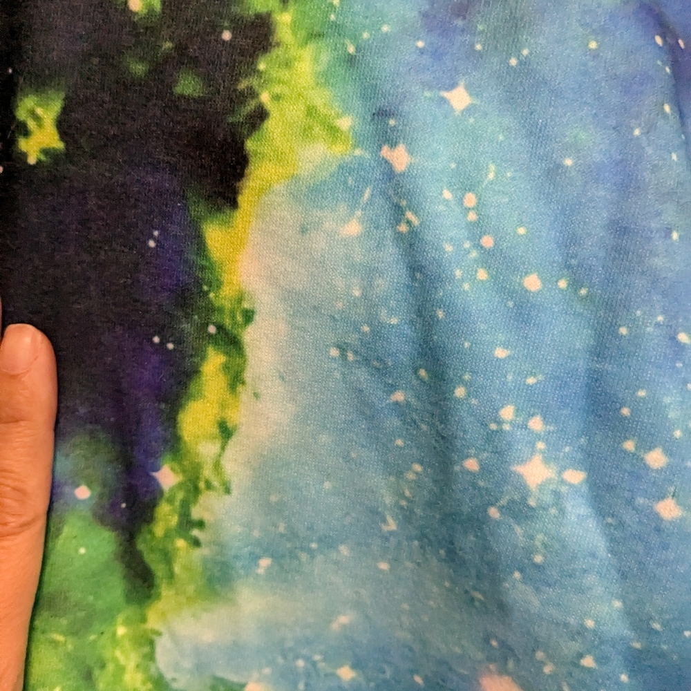 Space Sweatshirt with Front Pocket Blue Green Black Sz Kid XXL - Picture 4 of 8